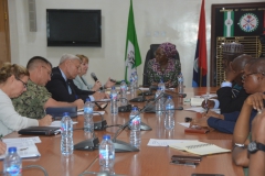 Catherine Gibbons of the US Mission in Nigeria addressing the Perm Sec, Min. of Defence while others listen